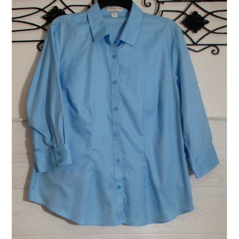 Coldwater Creek Women's Top Size XL Long Sleeve Blue No Iron